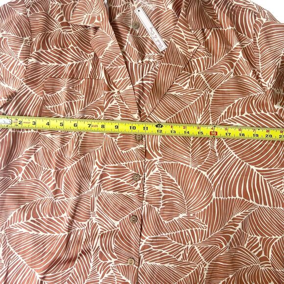 New W/ Tags Blush & Day Medium Silky Long-Sleeve Botanical Print Blouse - Picture 4 of 13